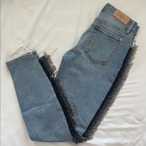 7 For All Mankind Fringe Jeans Luxe Vintage Ankle Skinny